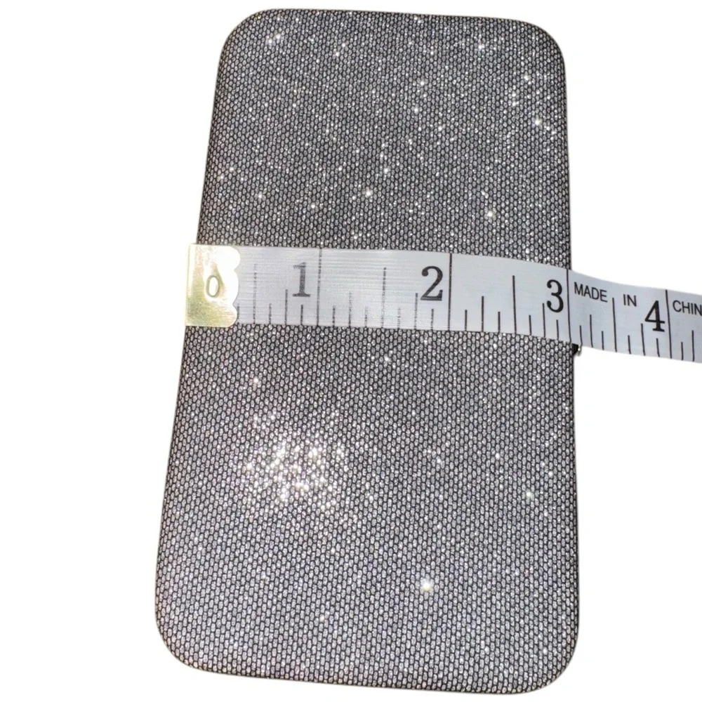 Elegant Silver Clutch Bag 5.5” X 3” With Clasp and Credit Card Holder EUC